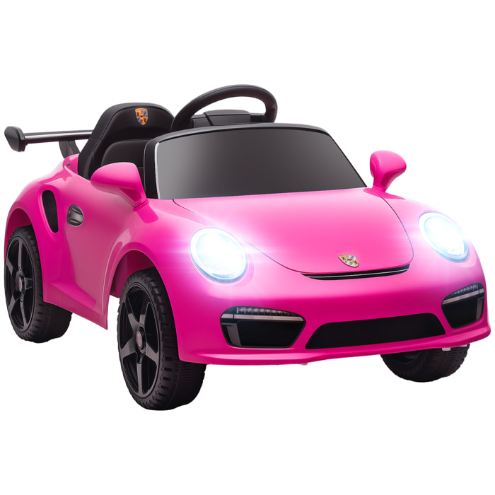 Coche Eléctrico para Niños con Licencia RUF CTR 3 Clubsport, Coche de Batería 12V, con Mando a Distancia 2,4 G, Motor Doble, Música Inalámbrica, Bocina, Ruedas Auxiliares y Faros LED, Rosa