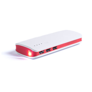 Power Bank 1 Led. 10000 mAh. 3 uscite USB. Ingresso microUSB.