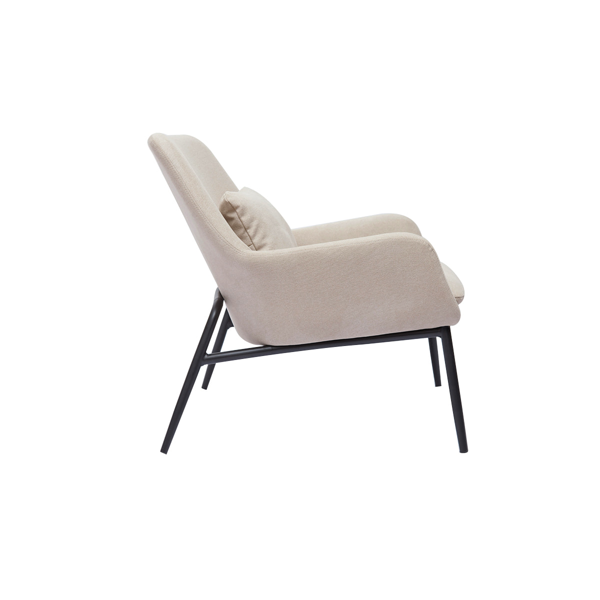 Fauteuil design en tissu effet velours beige et métal noir MAXINE