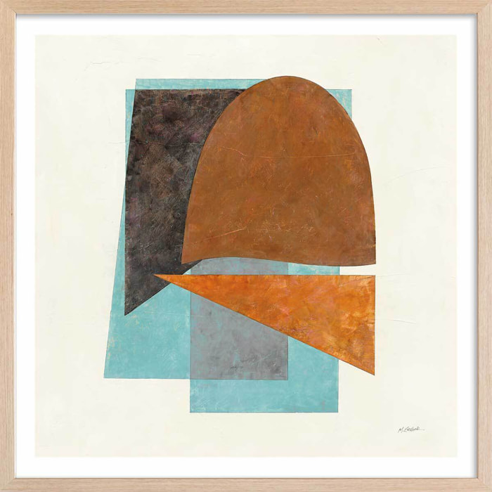 Poster Quintet turquoise Affiche + cadre en bois - Chêne