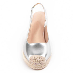 Alpargata De Cuña - Plateado - Altura: 8 Cm