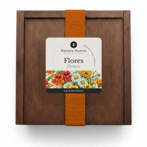 Kit de Cultivo de Flores en Caja de Madera – Regalo Original Planeta Huerto