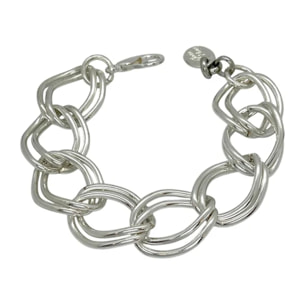 Pulsera cadena doble link chapado plata de ley 10µ