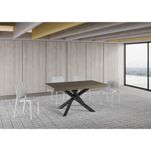 Table extensible 90x160/420 cm Volantis taupe pieds anthracite