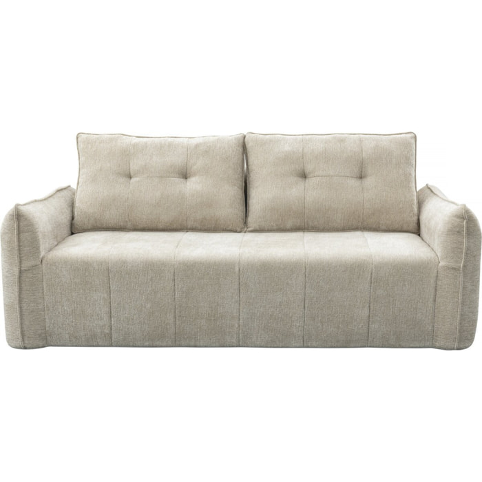 Canapé droit en tissu texturé "Silvano" - 3 places - Beige