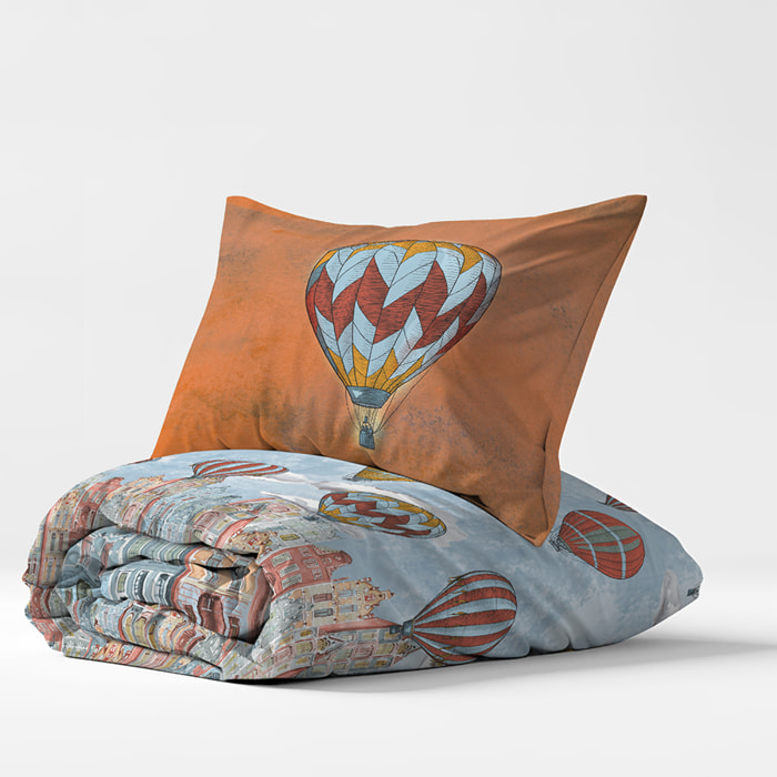 Parure copripiumino volare arancio 100% cotone