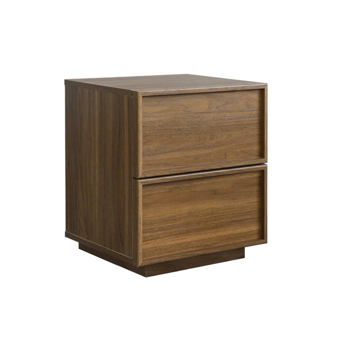 Table de chevet effet bois 2 tiroirs noyer L 42 x P 38 x H 48cm - Kuba