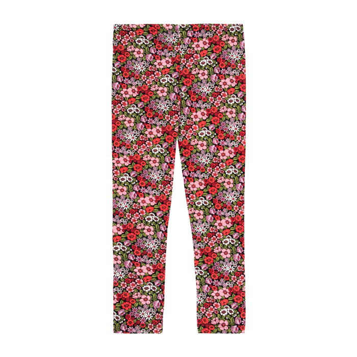 Leggings punto elástico flores de niña