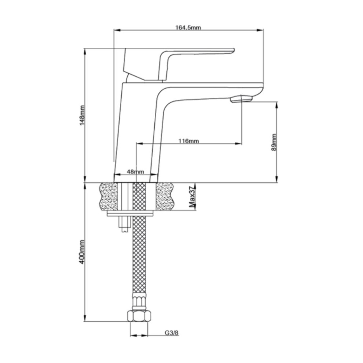 Lucida mitigeur de lavabo sur pied sans vidage, chrome (SIKOBSLU271ES)