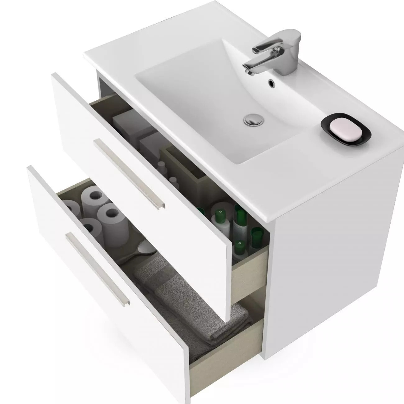 Pack de baño con lavabo cerámico Feel S Blanco Brillo