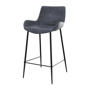 Lot de 2 chaises pour îlot central 65 cm en synthétique gris/noir - Pirata