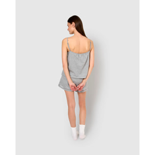 Pigiama corto cotone sfilatura spalline grigio