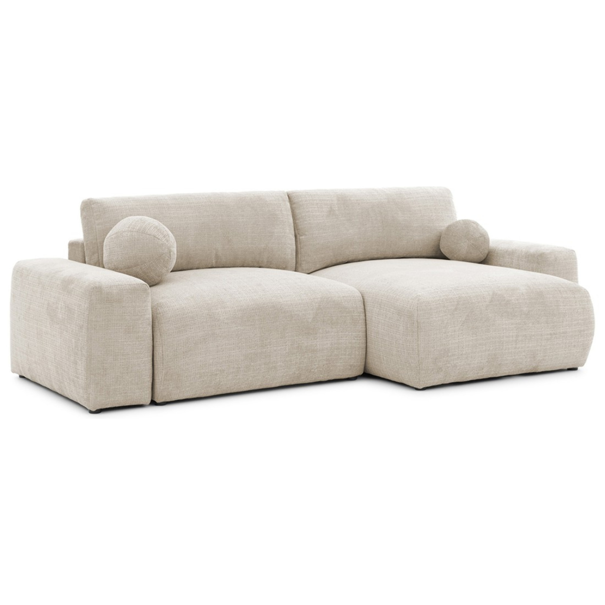 Constance - Canapé d'angle réversible 4 places convertible avec coffre en velours texturé - Beige