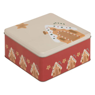 Boîte de conservation Noël 2,5L carré en métal