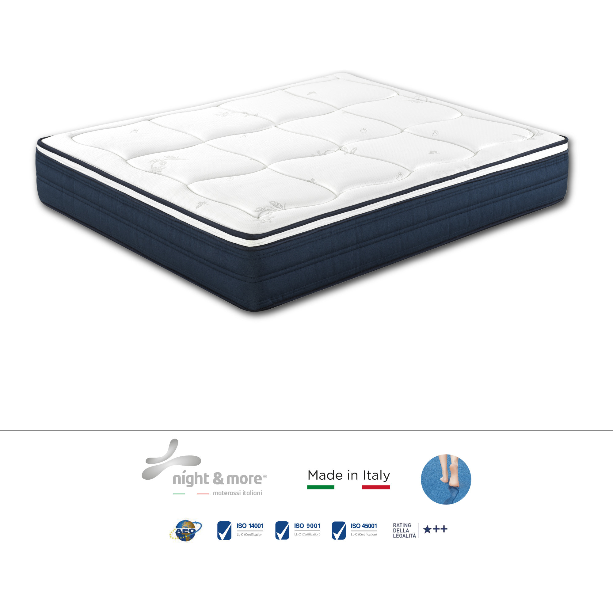 "Primula" H22 cm 180x200 coppia guanciali Memory OMAGGIO 2cm memory foam