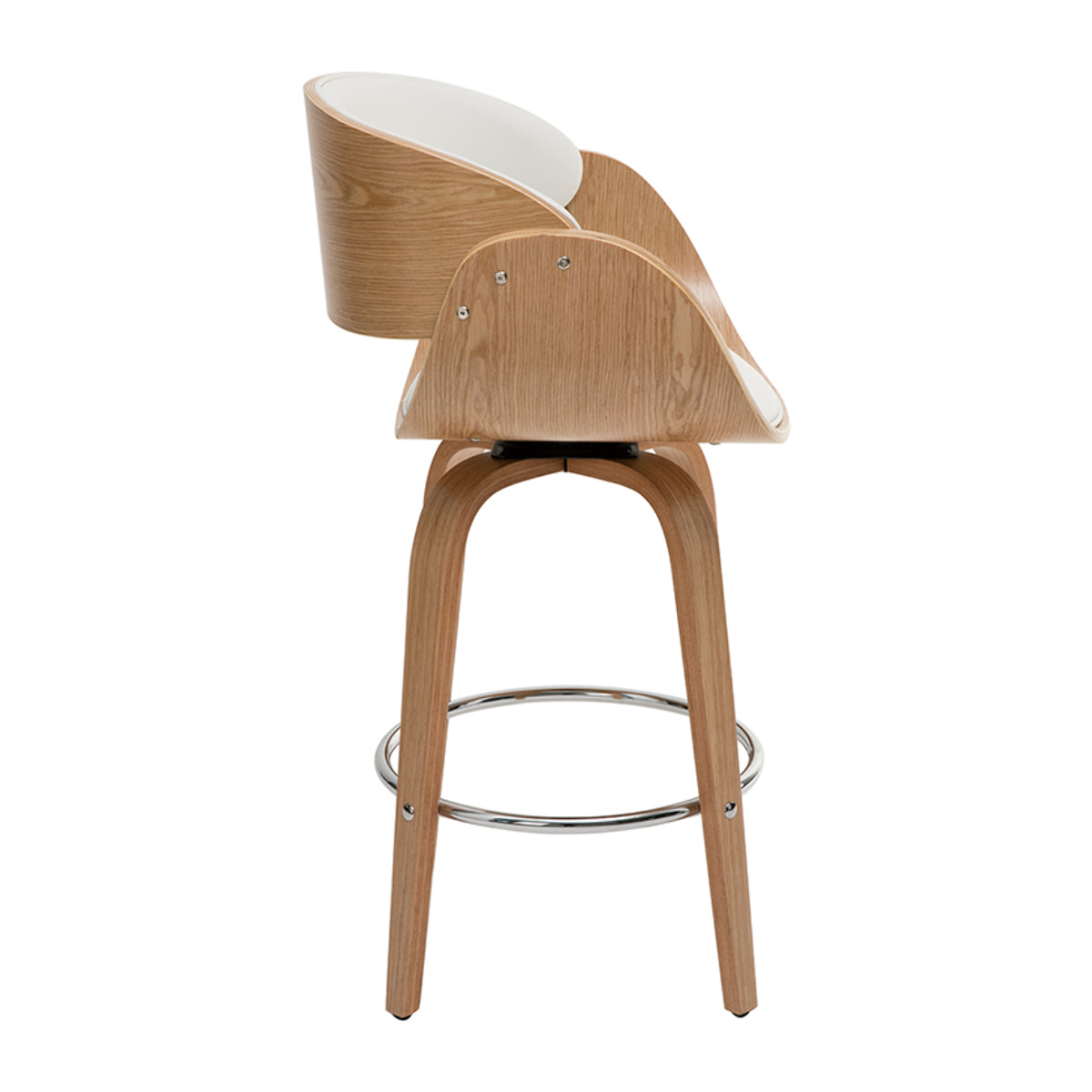 Tabouret de bar pivotant blanc et bois clair 69 cm BENT