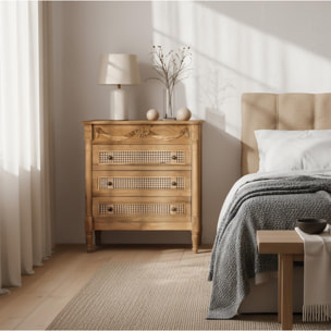 Commode en bois de teck 80 cm style rustique contemporain