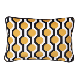 Cojin Velvet Bulldog Geometrico Negro Amarillo 45x13x30 Cm