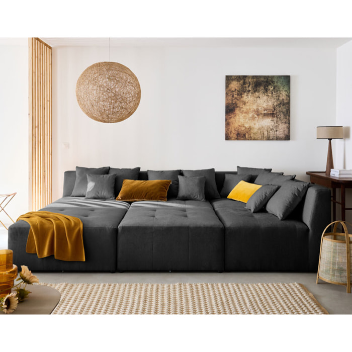 Amalfi - pouf modulable - en tissu - Gris foncé