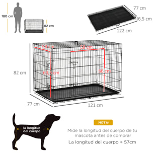 Transportin Perros de Alambre Hierro 122x77x82 cm Negro