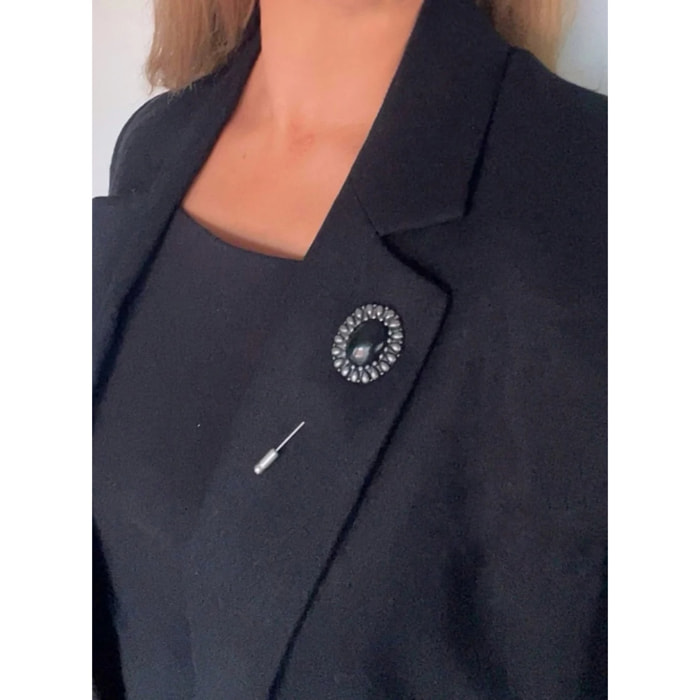 Broche-Alfiler Camafeo negro plata vintage 10µ