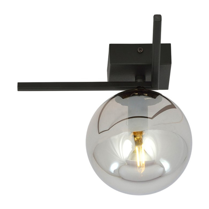 Lampada da soffitto Imago in acciaio nero e vetro grafite