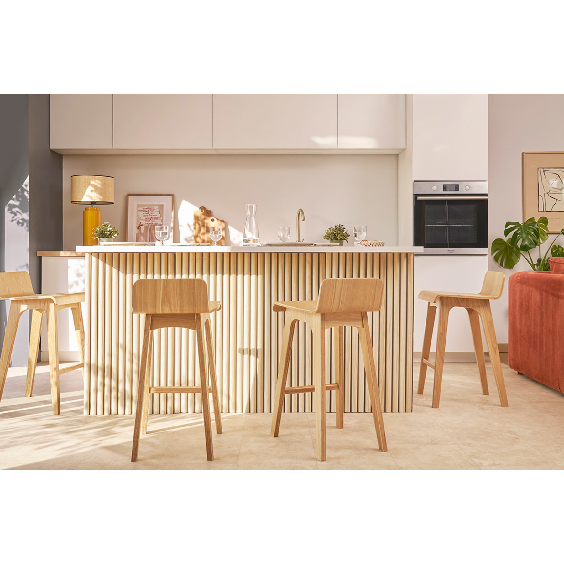 Tabourets de bar scandinaves noyer et noir H65 cm (lot de 2) BALTIK