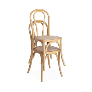 Chaise vintage bois et rotin (lot de 2) BASTILLE