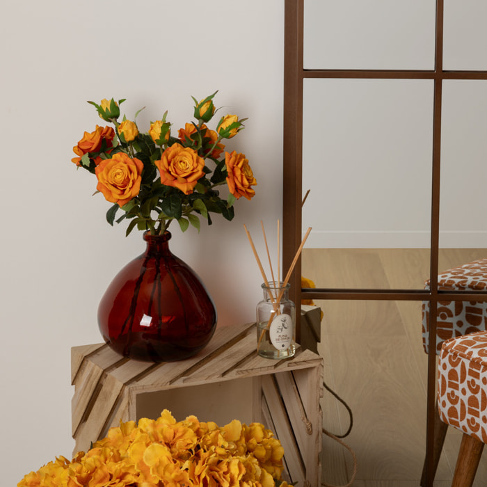 Tige de roses artificielles orange H48cm