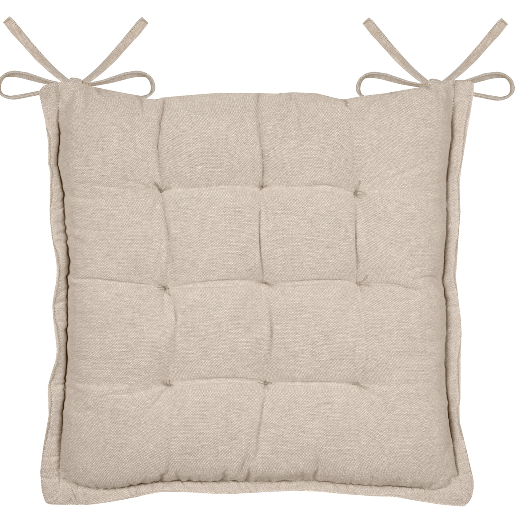 Galette de chaise matelassée poly-coton et jute - Blanc
