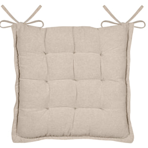 Galette de chaise matelassée poly-coton et jute - Blanc