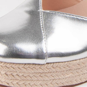 Alpargata De Cuña - Plateado - Altura: 8 Cm
