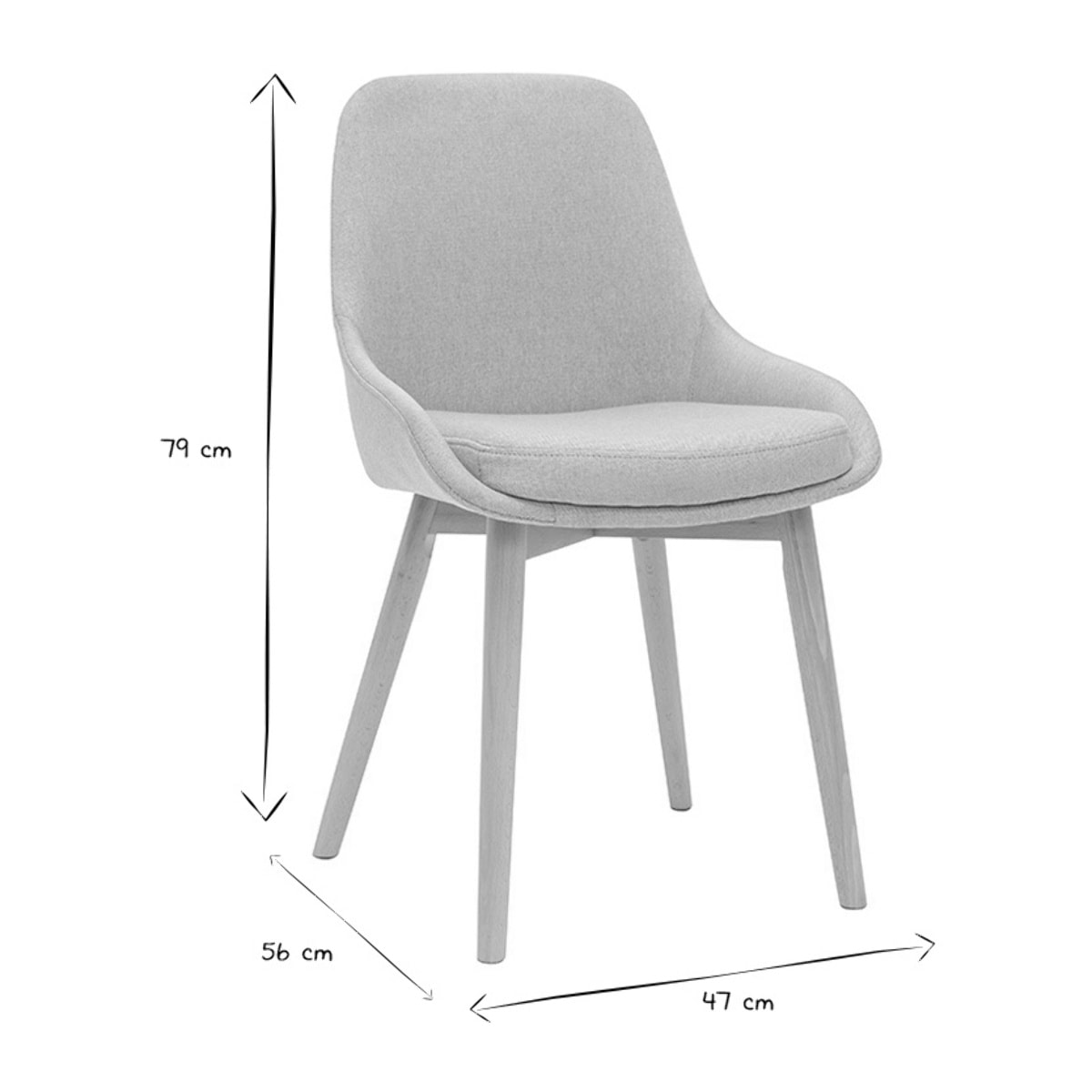 Chaises scandinaves en tissu gris clair et bois clair massif (lot de 2) HOLO