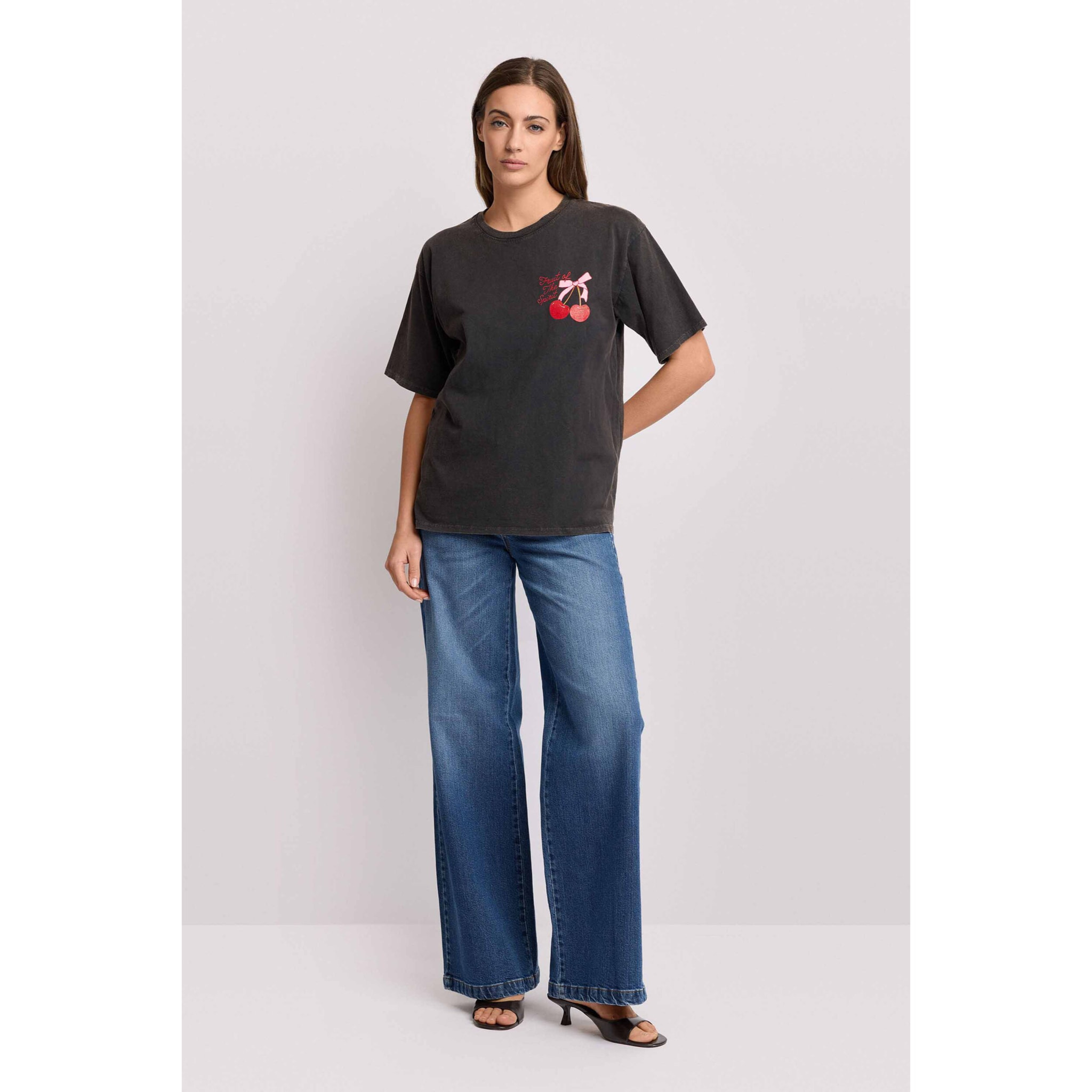 Kocca - T-shirt grafica in cotone Donna, Tinta unita, Girocollo