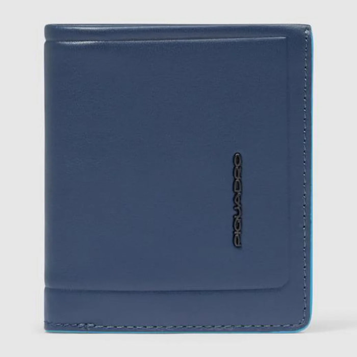 Piquadro Portafogli verticale in pelle con porta monete, porta carte di credito e protezione RFID