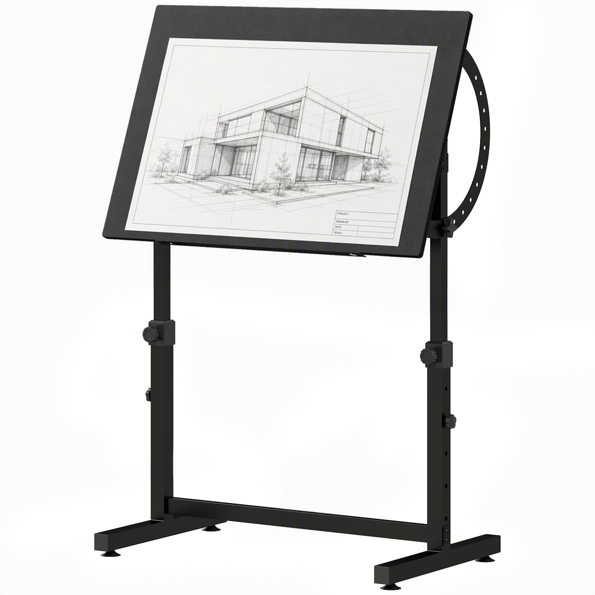 Table à dessin inclinable - bureau réglable H.70-90cm - noir