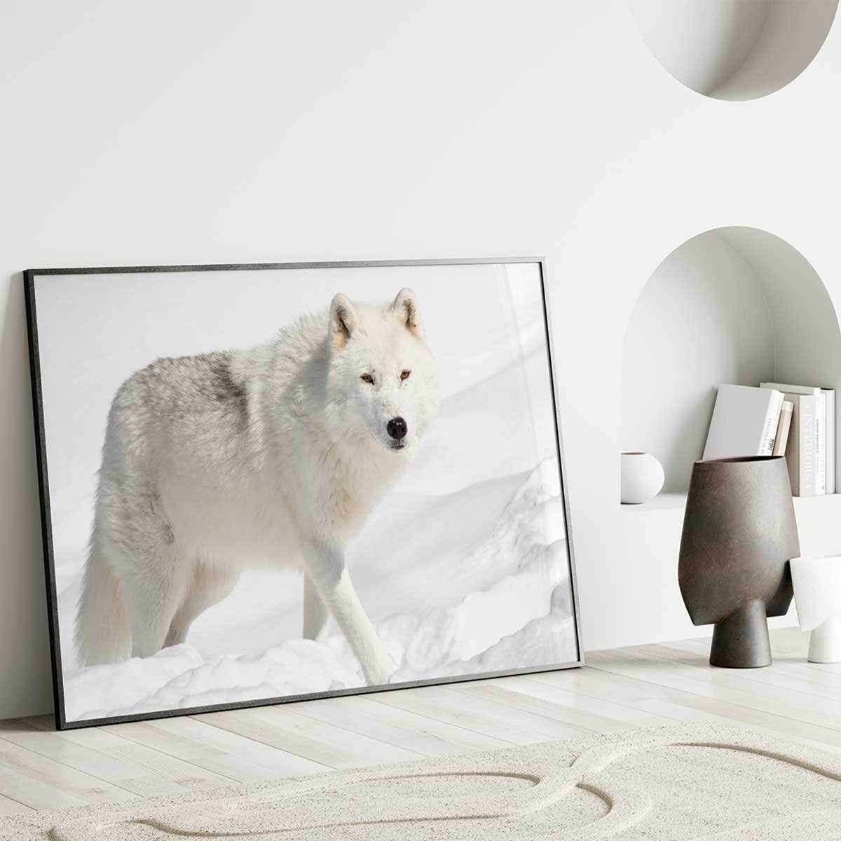 Affiche encadrée loup arctique Affiche + cadre en métal - Noir