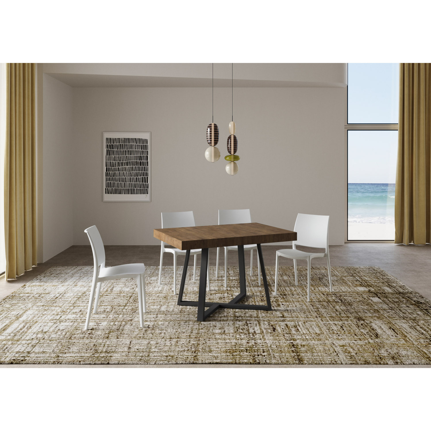 Tavolo allungabile 90x120/224 cm Zeplir noce gambe antracite