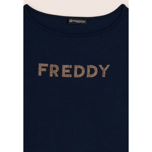T-shirt a maniche lunghe in jersey con logo FREDDY in strass