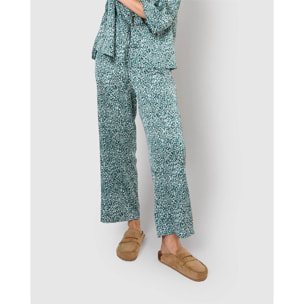 Pantalón largo satén synca agua marina