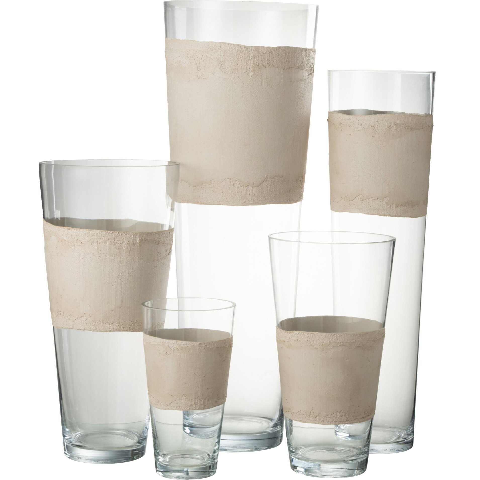 J-Line vase Delph - verre - transparent/beige - extra large - 70 cm de hauteur