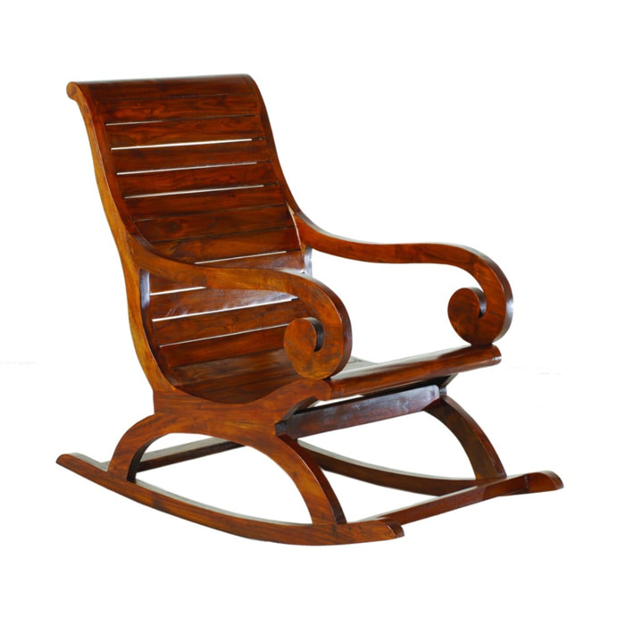 LAUREN - Rockingchair marron bois Mindi