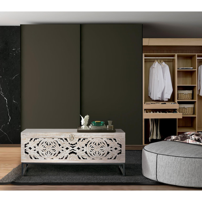 Baúl - madera de mango y metal - 50x116x40cm