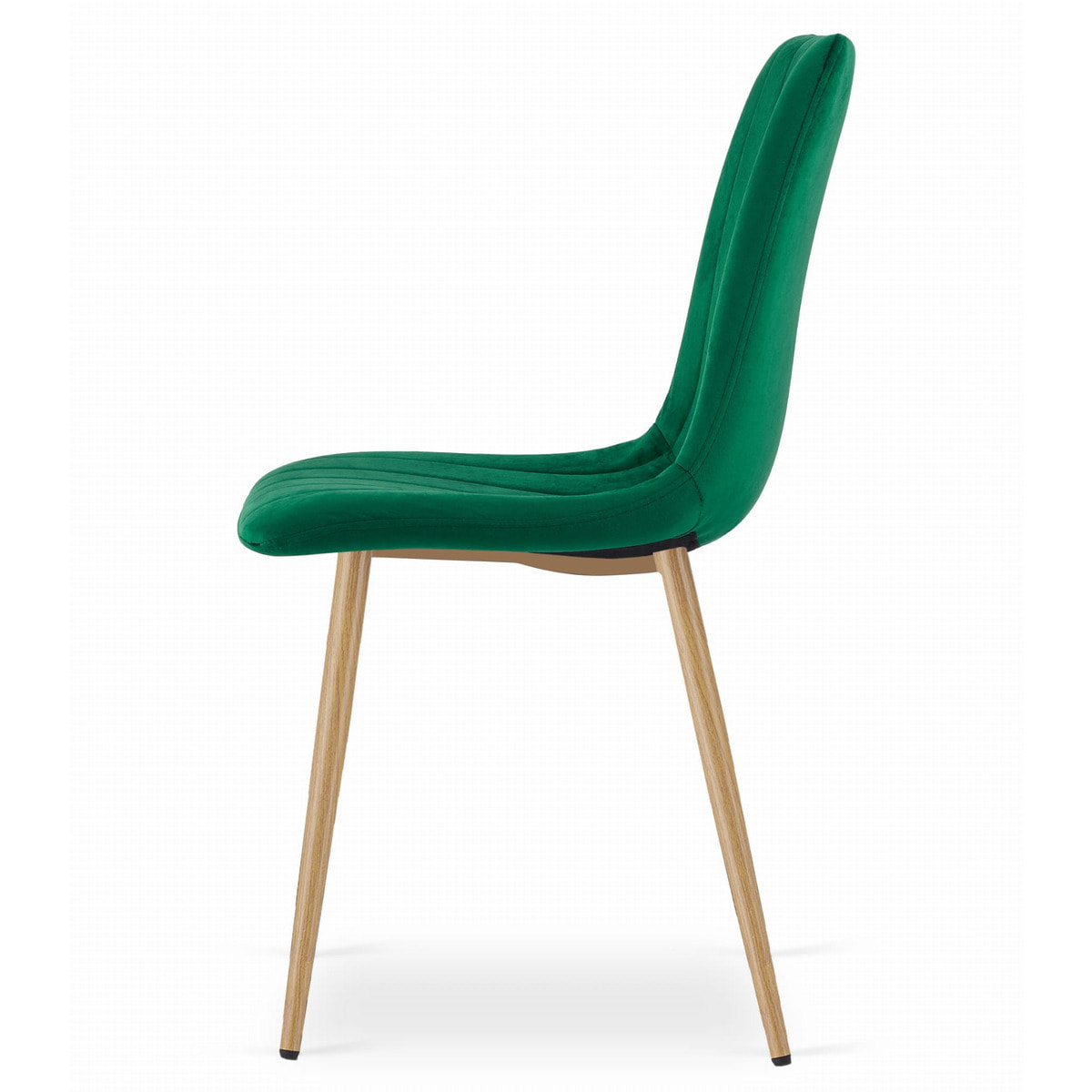 Sedia LAVA in velluto verde scuro e gambe effetto legno