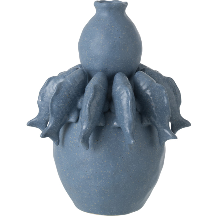 J-Line Vase Poisson - céramique - bleu - small