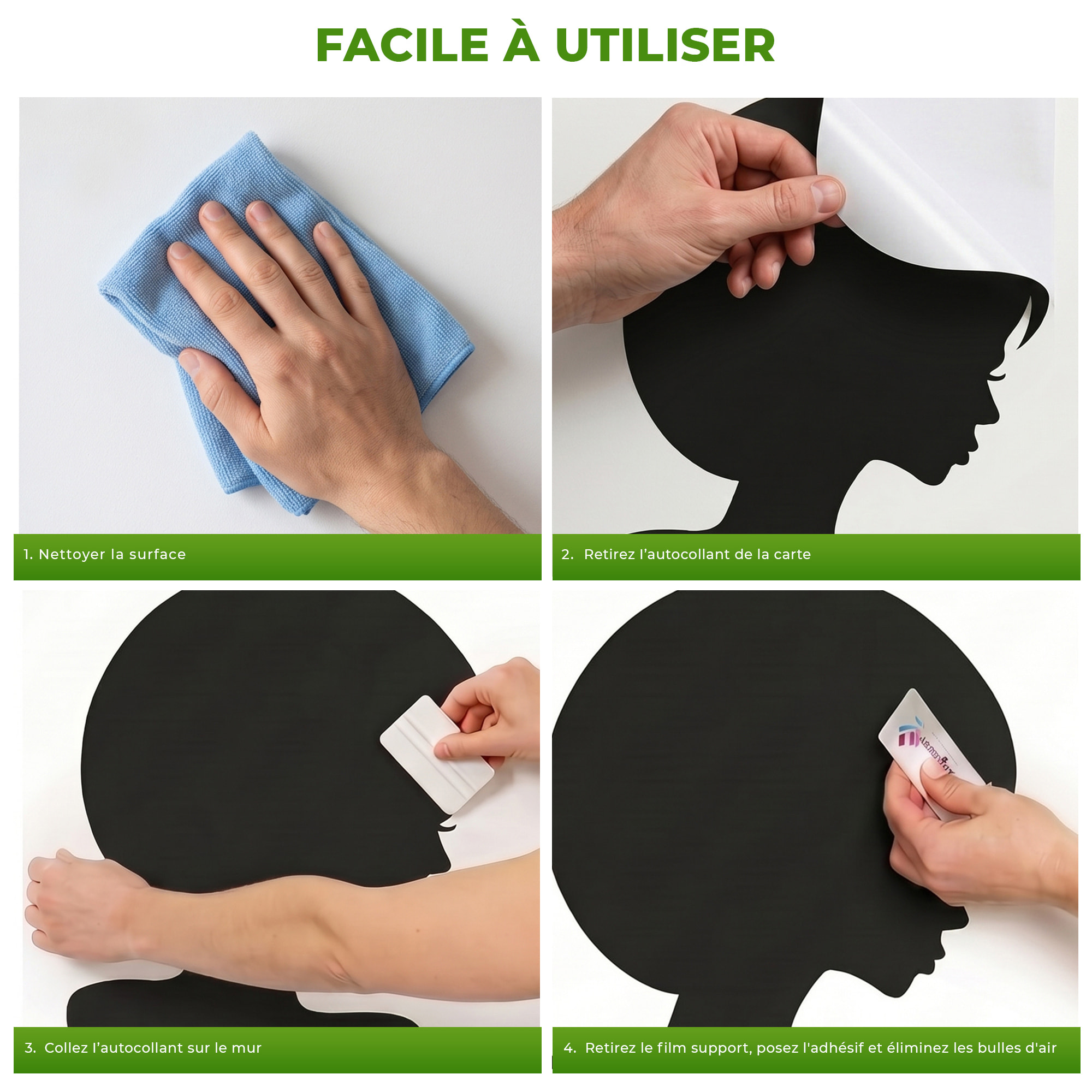 Sticker ardoise tableau noir - stickers muraux adhésif effaçable - SILHOUETTE FEMME