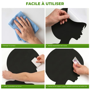 Sticker ardoise tableau noir - stickers muraux adhésif effaçable - SILHOUETTE FEMME