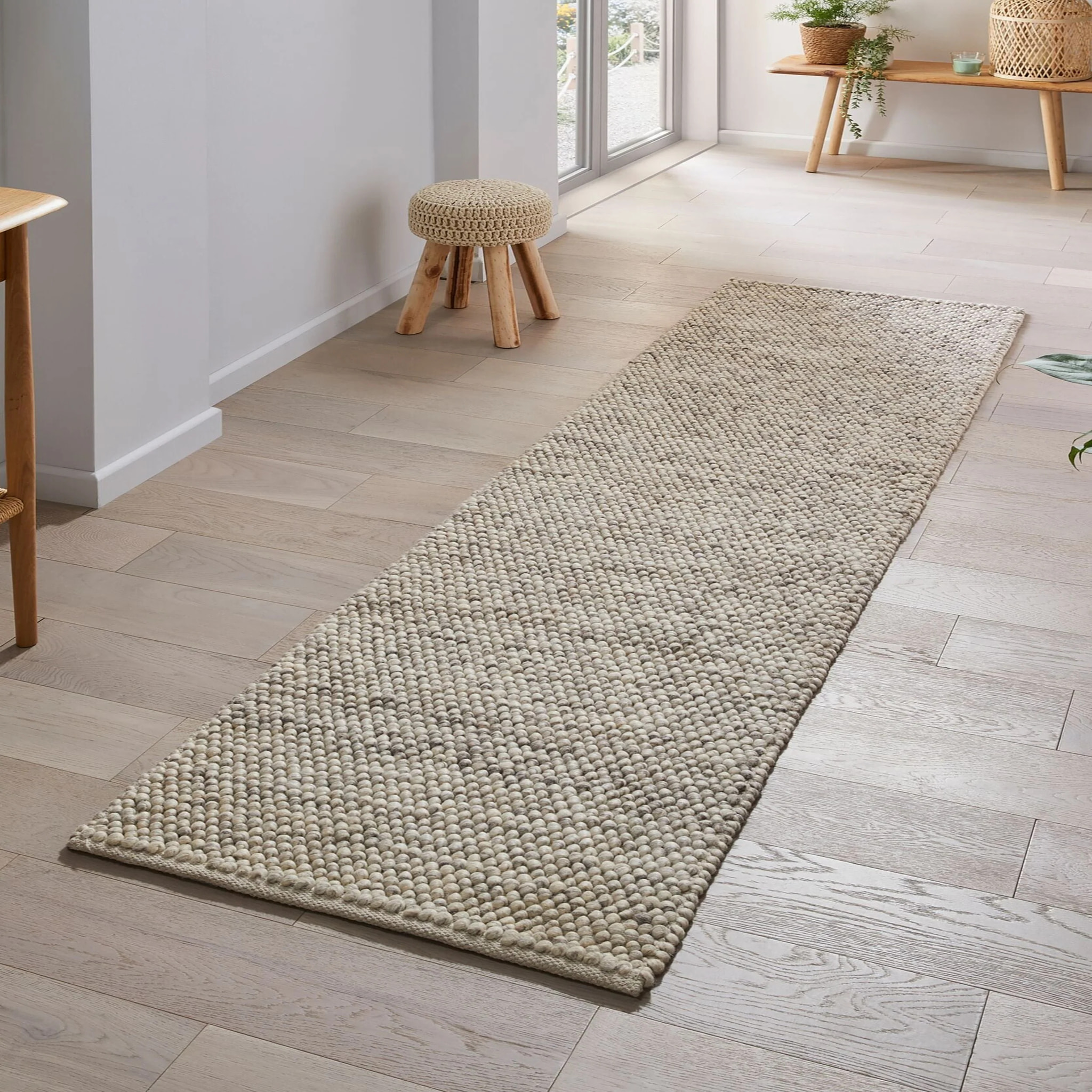 Tapis laine bouclée de couloir MINERALS Beige