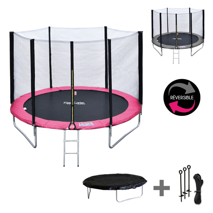 Trampoline réversible avec accessoires - Rose