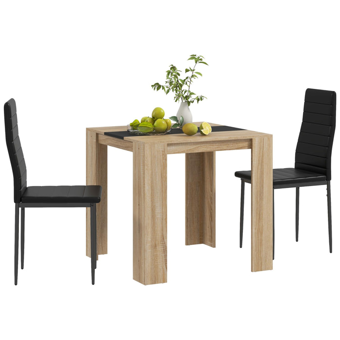 Ensemble table et chaises de salle à manger style moderne - 3 pièces - noir